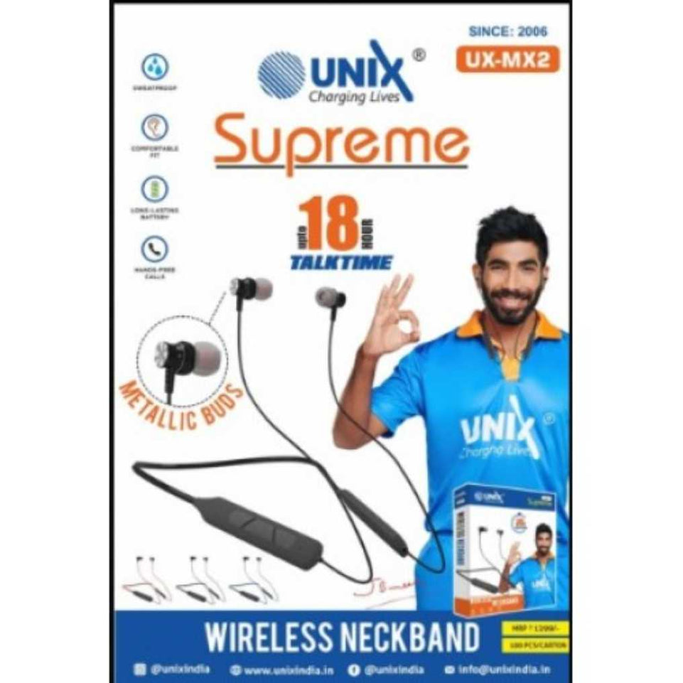 UNIX UX-MX2 Bluetooth Neckband / Charger Type - Micro USB (Upto 18 Hrs PlayTime)