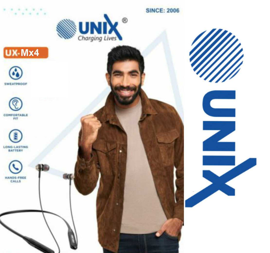UNIX UX-MX4 Bluetooth Neckband / Charger Type- C (Upto 18 Hrs PlayTime)