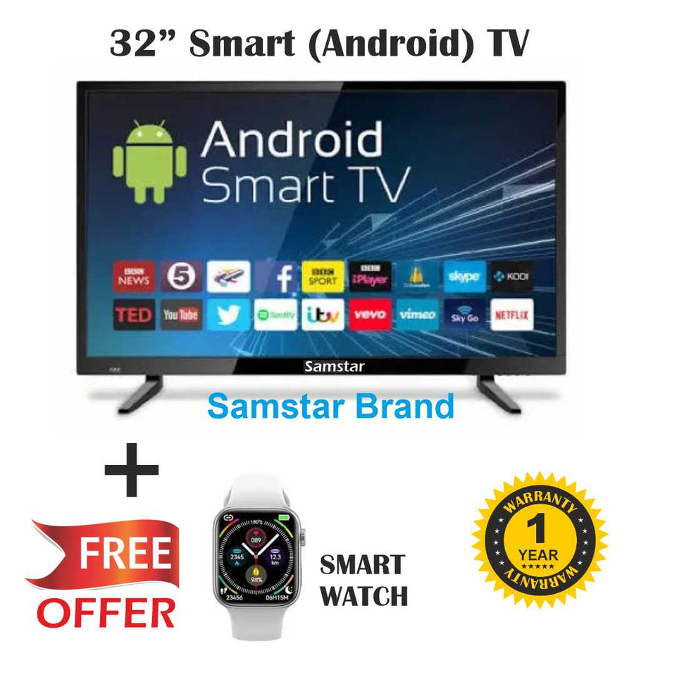 Samstar 80 cm (32 inches) SMART TV Android Certified LED TV With Smart Watch Free Offer