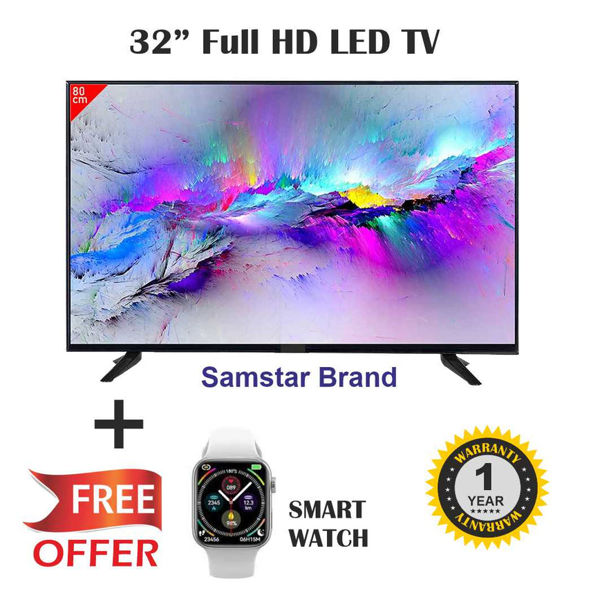 Samstar 80 cm (32 inches) Premium Series HD Ready LED TV 40W Sound Speaker (Black) With Smart Watch Free Offer
