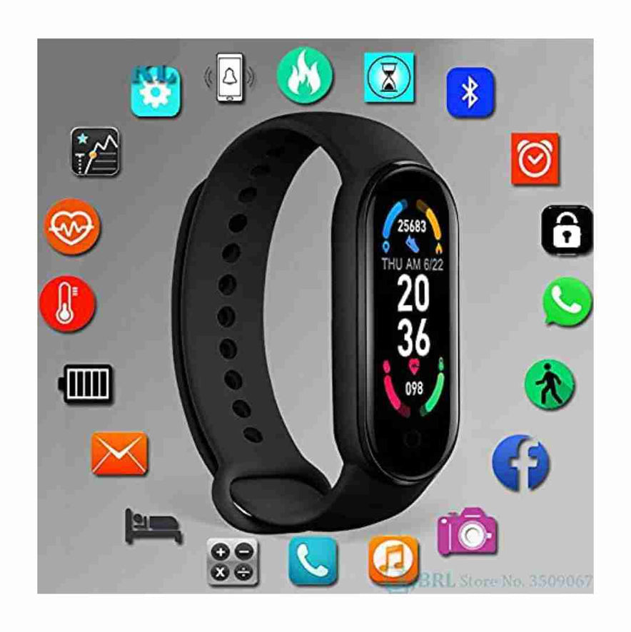  M6 Smart Band, Activity Tracker Fitness Band, Sleep Monitor, Step Tracking, Heart Rate Sensor, Kids Smart Watch for Men, Women, Black, (M-M6)