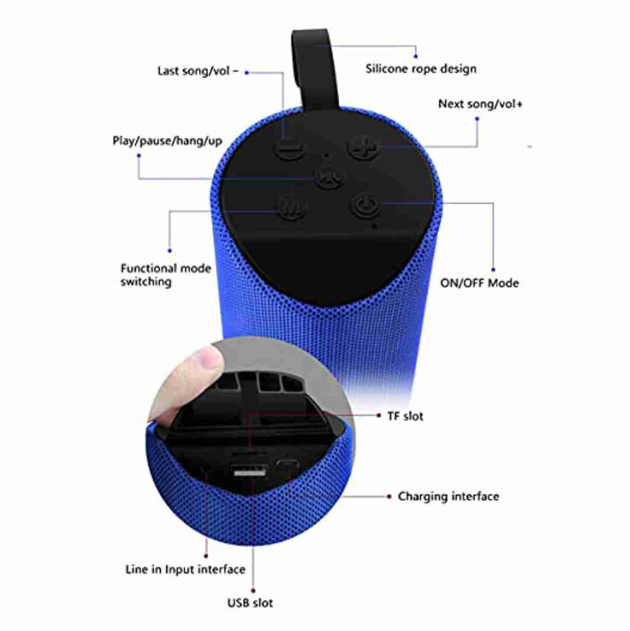Tg-113 Super Bass Wireless Bluetooth Speaker / Mobile / Tablet/Laptop / AUX/ Memory Card/ Pan Drive with FM (Blue)