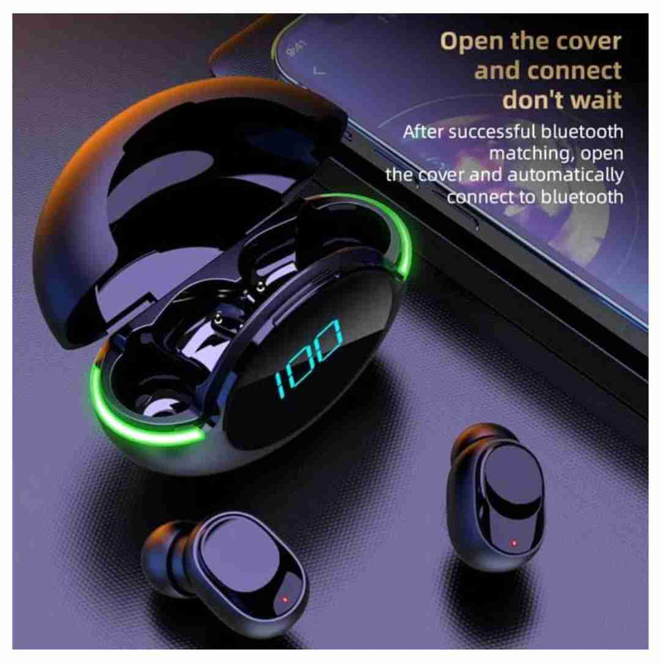 Y80 wireless headphones LED digital display sports earbuds Bluetooth Headset  Black True Wireless)