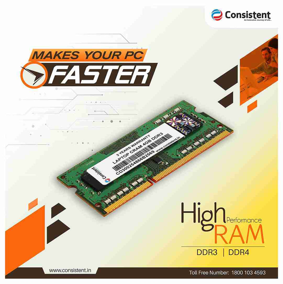 Consistent 4GB DDR3 Laptop RAM, 1333Mhz