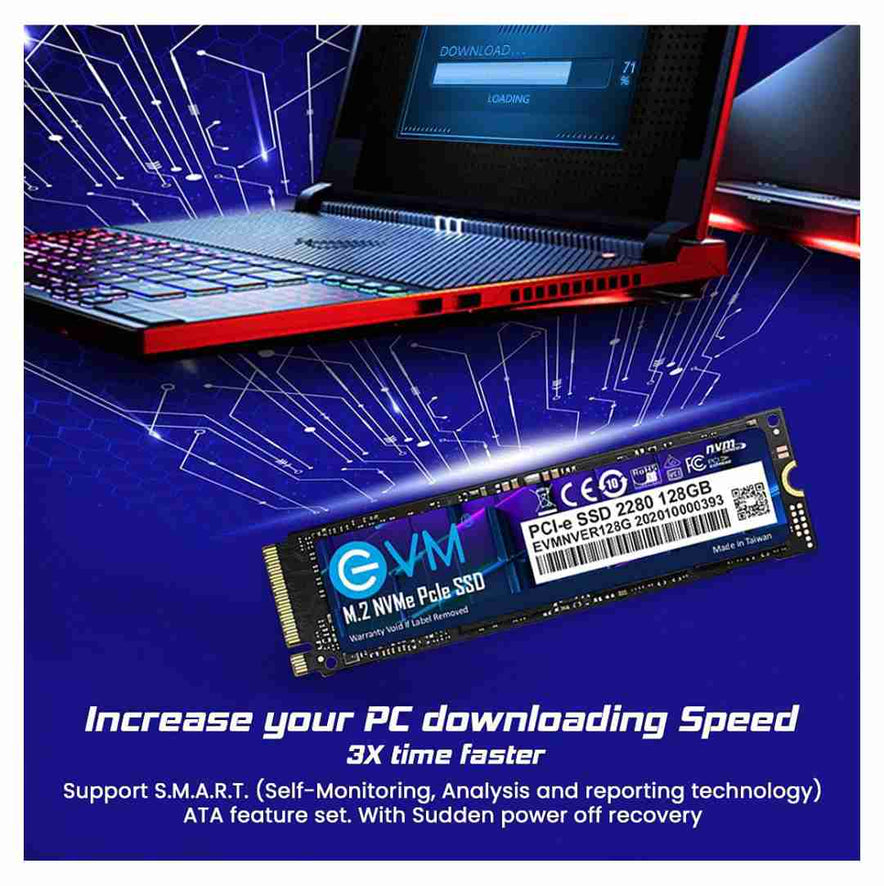 EVM Internal SSD Interface PC lep Gen 3x4 Fast Performance, Ultra Low Power Consumption NVME PC Iep SSD (EVMNV/128GB, Black, 128GB)