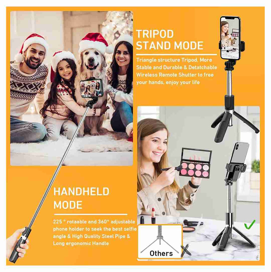 Selfie Stick Tripod, Extendable to 39 Inch Tripod Stand with Wireless Remote
