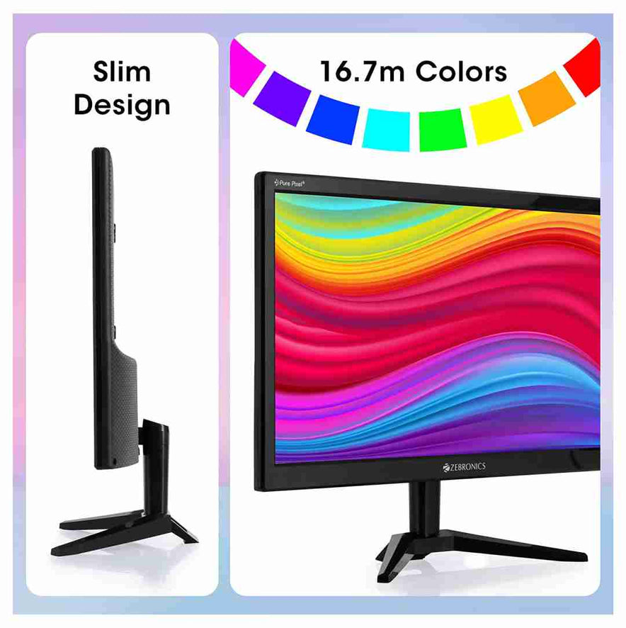 Zebronics 19.5 inch Monitor(49.5CM) with Anti Glare, HD, Slim Design and Wall Mount