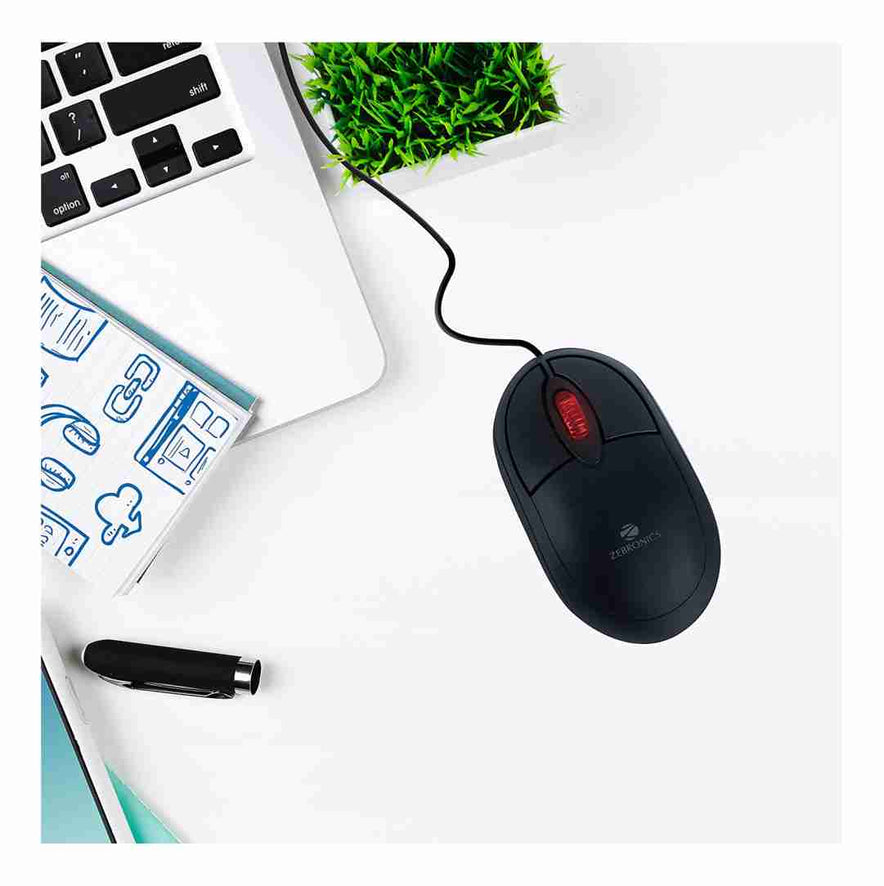 ZEBRONICS Zeb-Rise Wired USB Optical Mouse with 3 Buttons