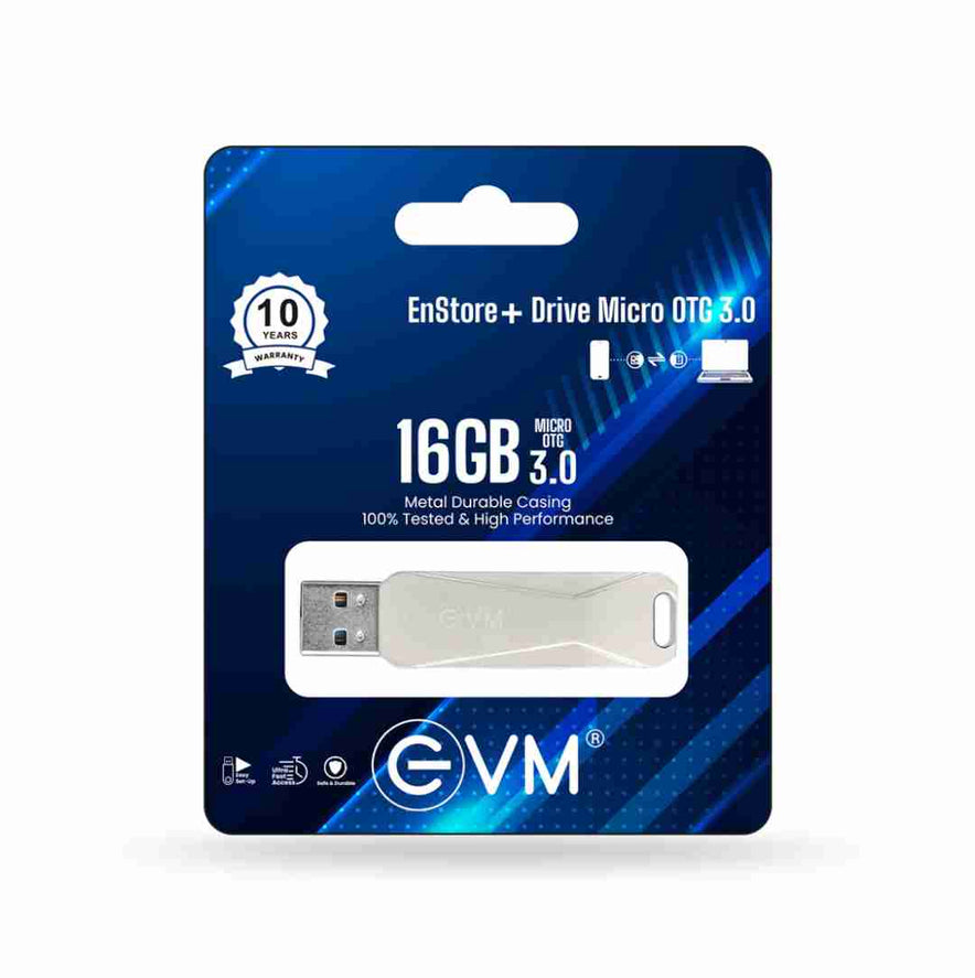 Evm 16gb Enstore + Drive Micro Otg 3.0 Metal Pendrive