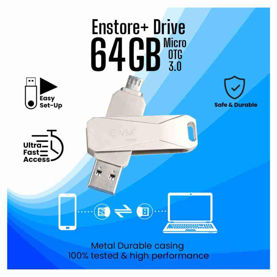 Evm 64gb Enstore + Drive Micro Otg 3.0 Metal Pendrive
