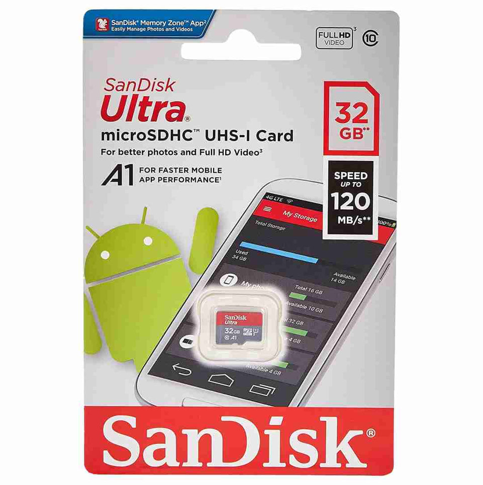 SanDisk Ultra microSD UHS-I Card 32GB, 120MB/s R
