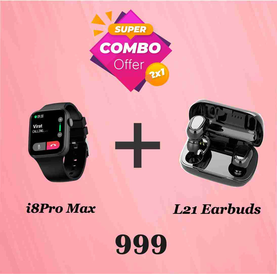 i8 pro max Smartwatch with TWS L21 Earbuds Combo Offer