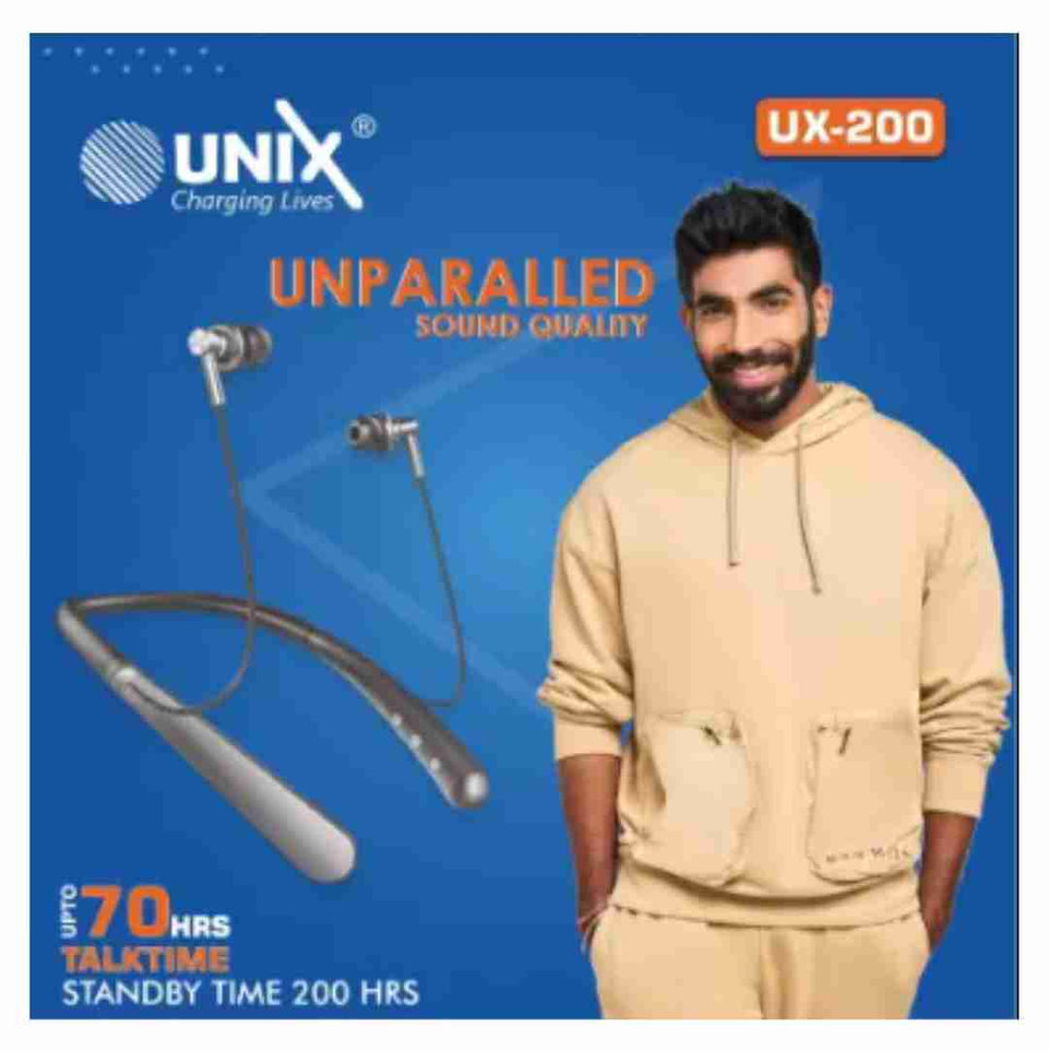Unix UNPARALLED SOUND QUALITY TALK TIME 70 HRS Bluetooth Headset  (Grey, In the Ear)